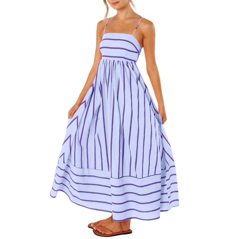 Julietta™ | Robe Longue Rayée à Bretelles Fines