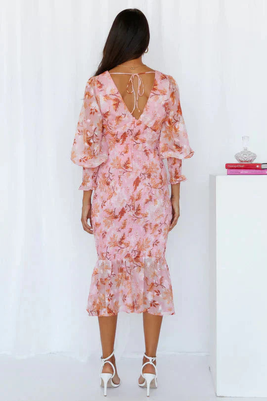 Amara™ | Robe Midi Romantique à Fleurs et Manches Légères