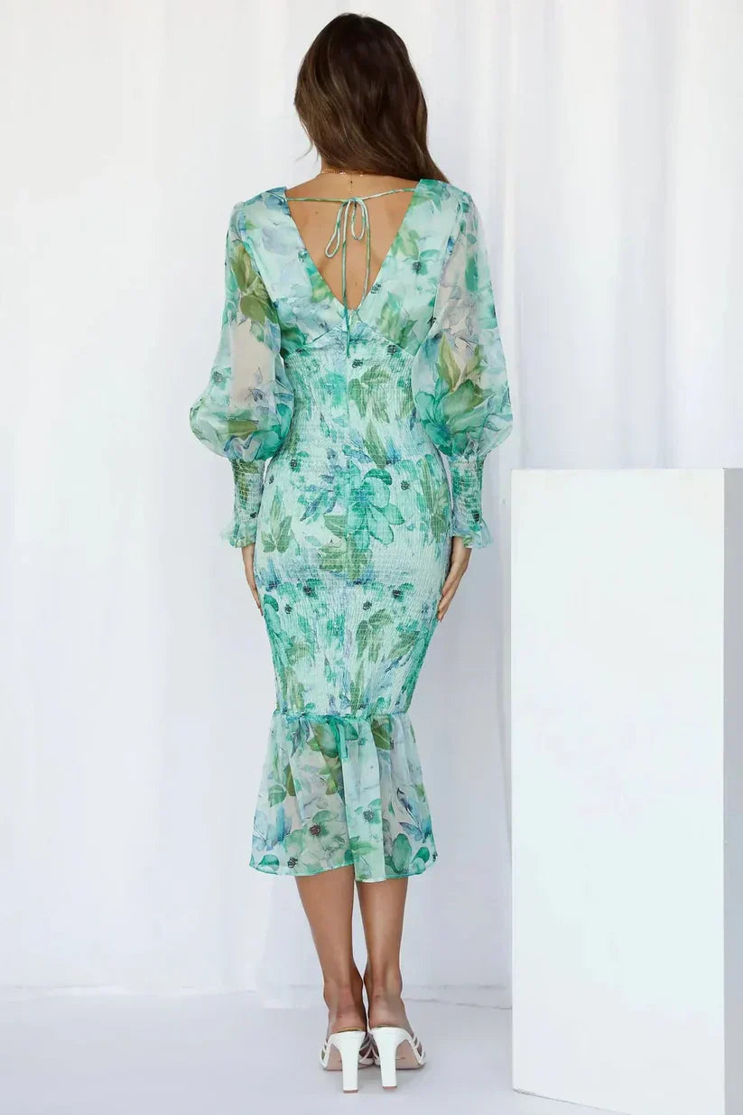 Amara™ | Robe Midi Romantique à Fleurs et Manches Légères